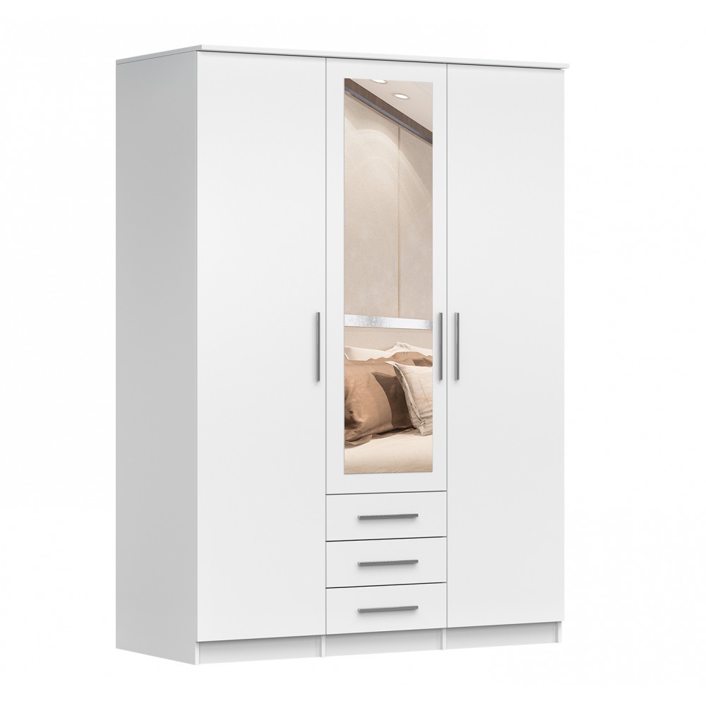 3-durvju skapis SZANDAL 3D 150 cm Balts