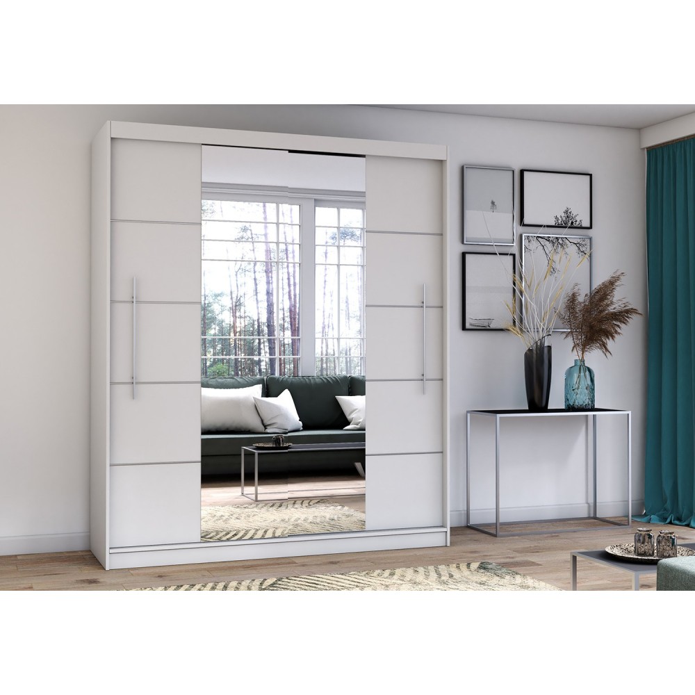 Idzczak Skapis-kupeja RICO ar spoguli 204 cm Melns sanoma ozols - Image 2