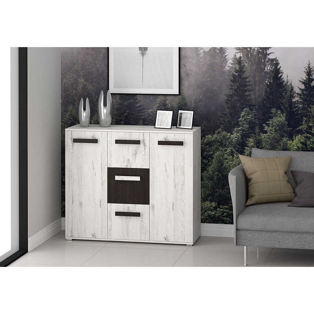 VIVA D Craft Balta kumode 120 cm + melna norvēģu priede - Image 2