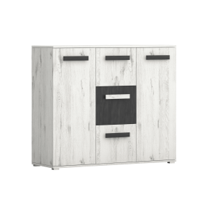 VIVA D Craft Balta kumode 120 cm + melna norvēģu priede