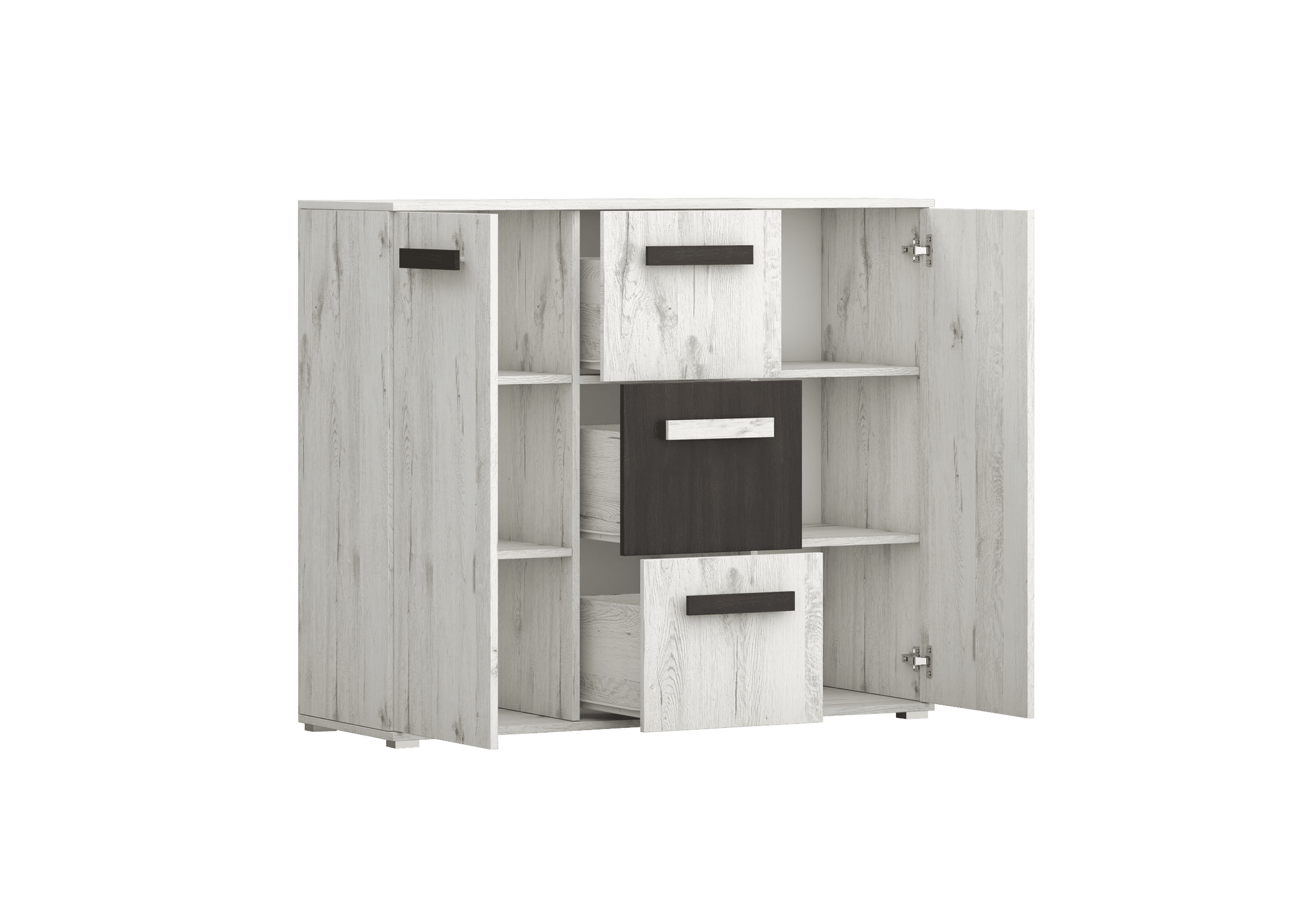 VIVA D Craft Balta kumode 120 cm + melna norvēģu priede - Image 3