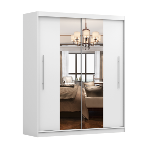 Skapis kupeja RICO ar spoguli 204 cm Balts