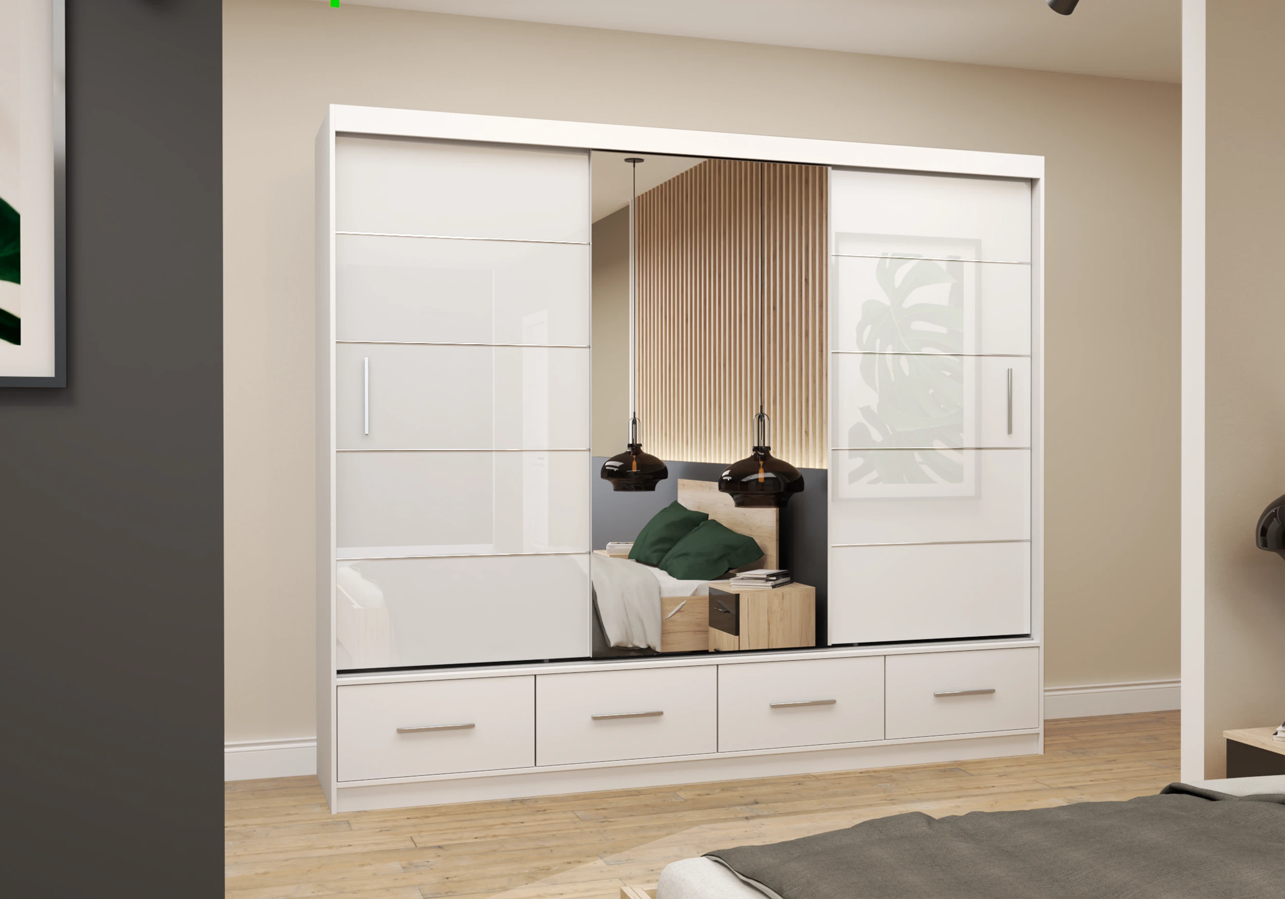 Skapis FLORENCE 250 cm spīdīgs