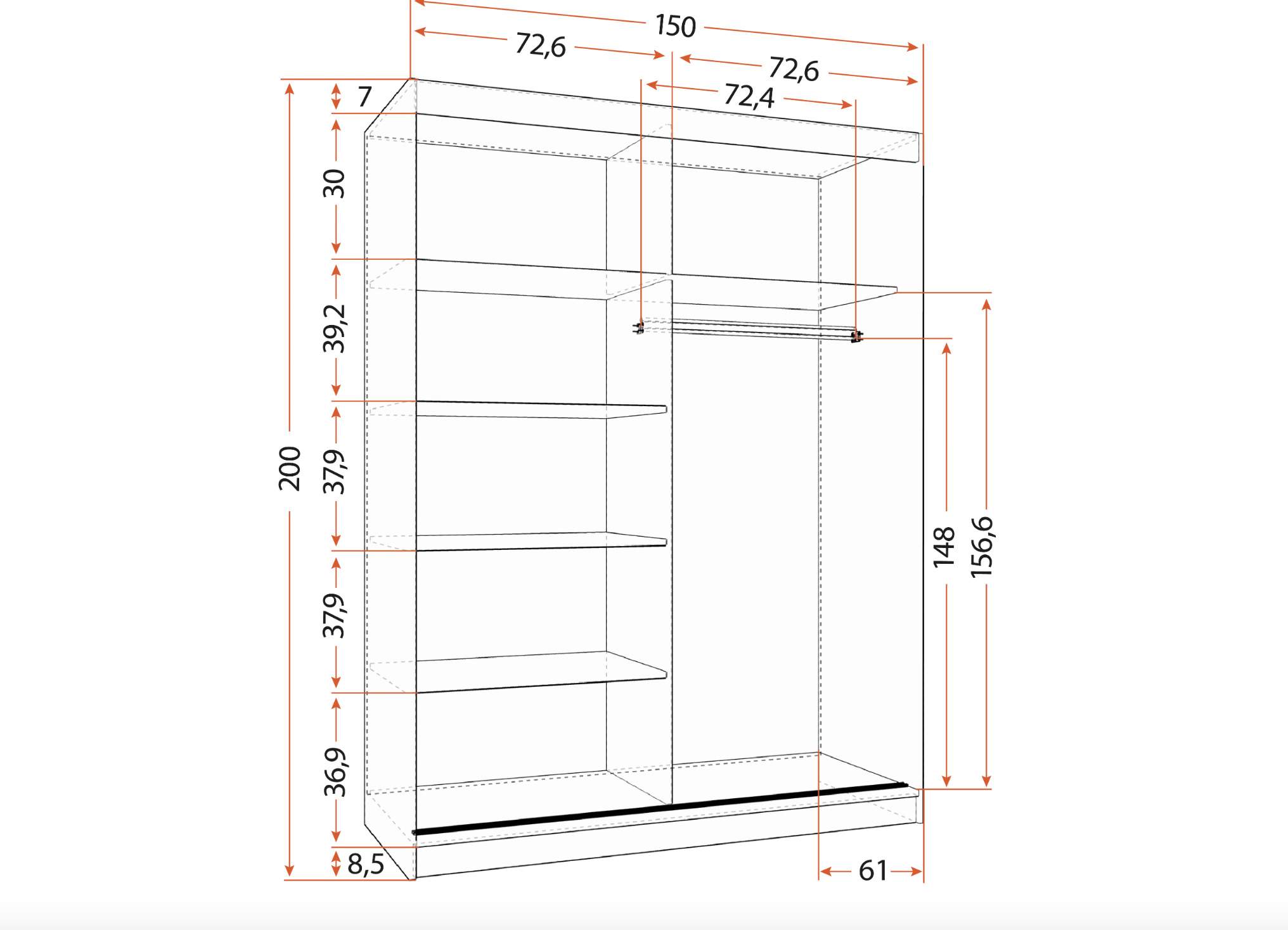 Skapis LAMI C 150 cm - Image 2