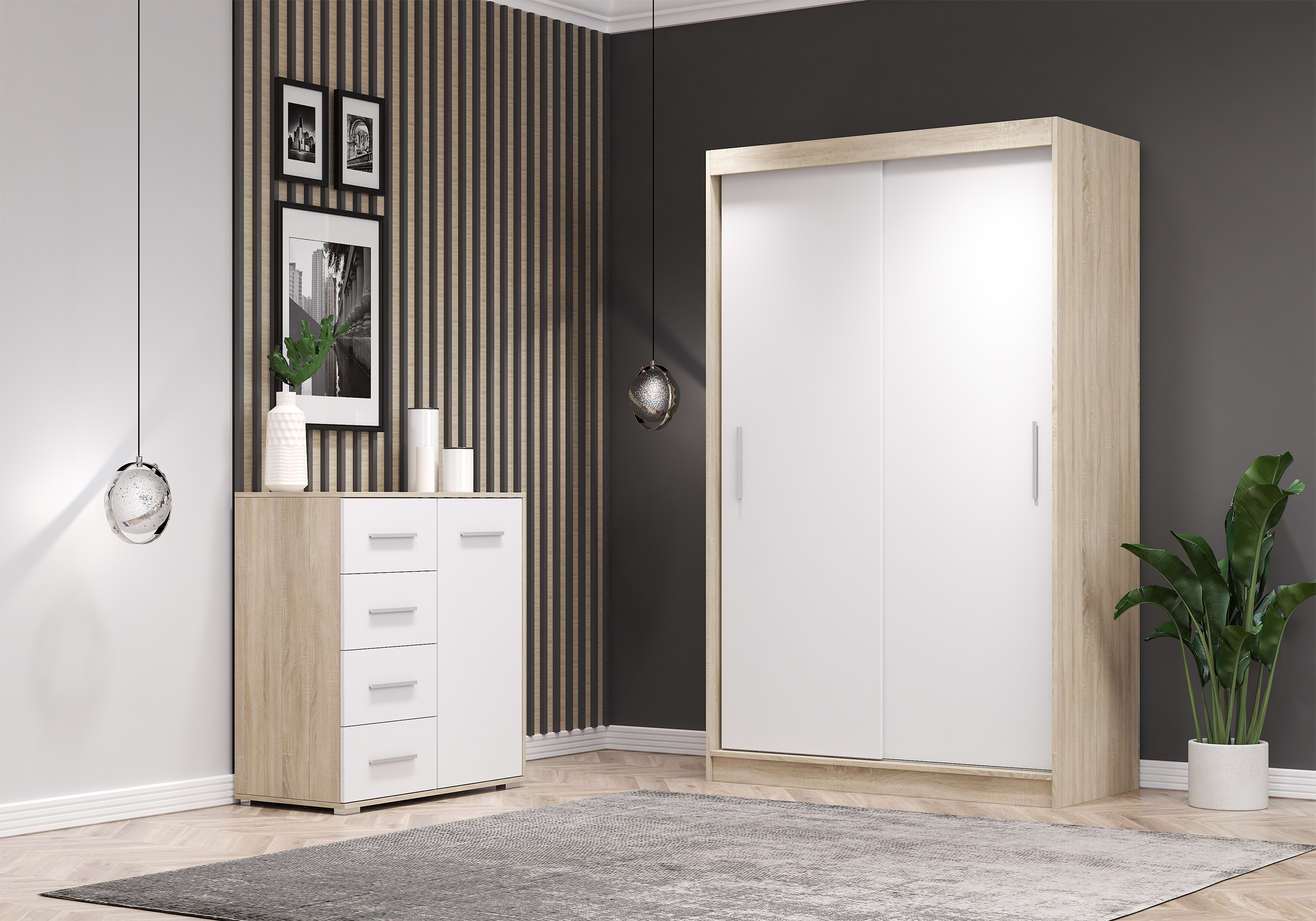 Iekļauts drēbju skapis un kumode NEOMI 04 FRIDA 01 MINI Dąb sonoma Dąb sonoma - Image 3