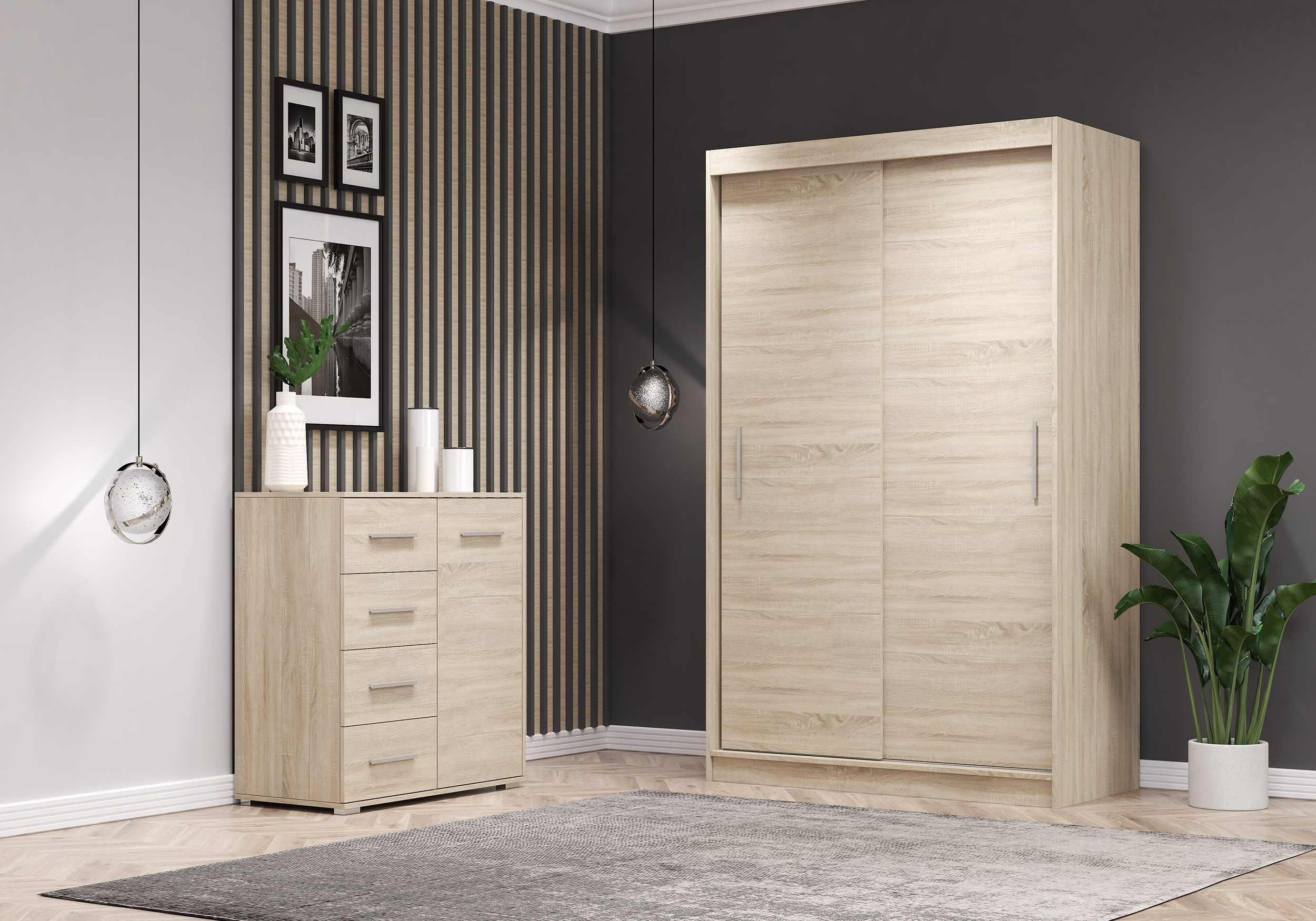 Iekļauts drēbju skapis un kumode NEOMI 04 FRIDA 01 MINI Dąb sonoma Dąb sonoma - Image 4