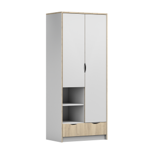 2D drēbju skapis – JOY I Biały / Dąb amatnieks