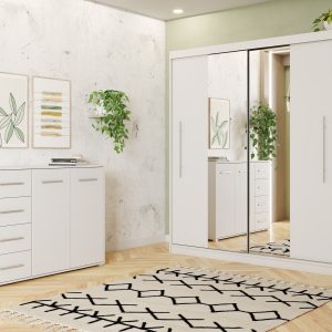 Iekļauts drēbju skapis un kumode RICO AND FRIDA 01 Black Black ar spoguli