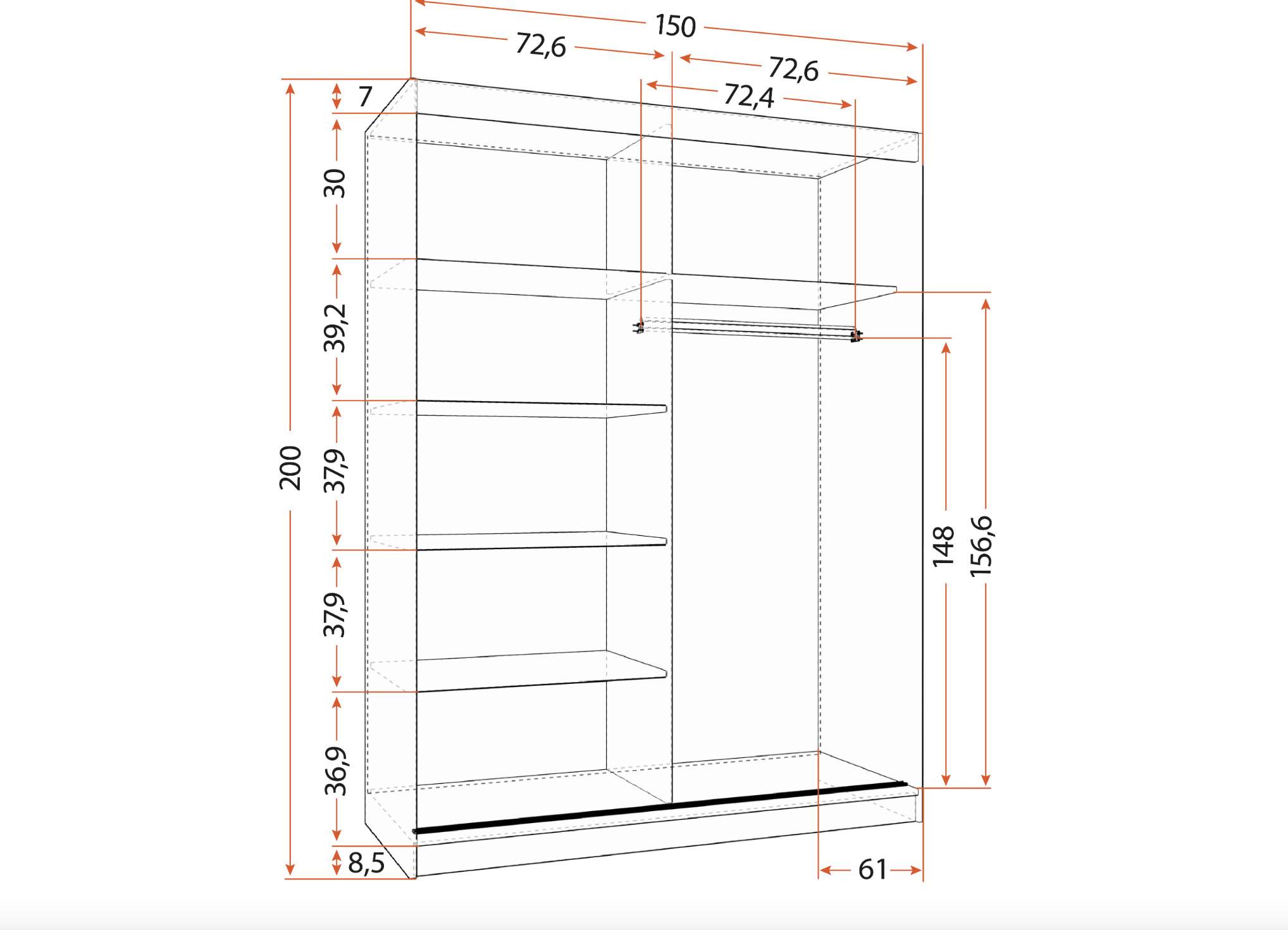 Skapis VISTA 07 150 cm - Image 2
