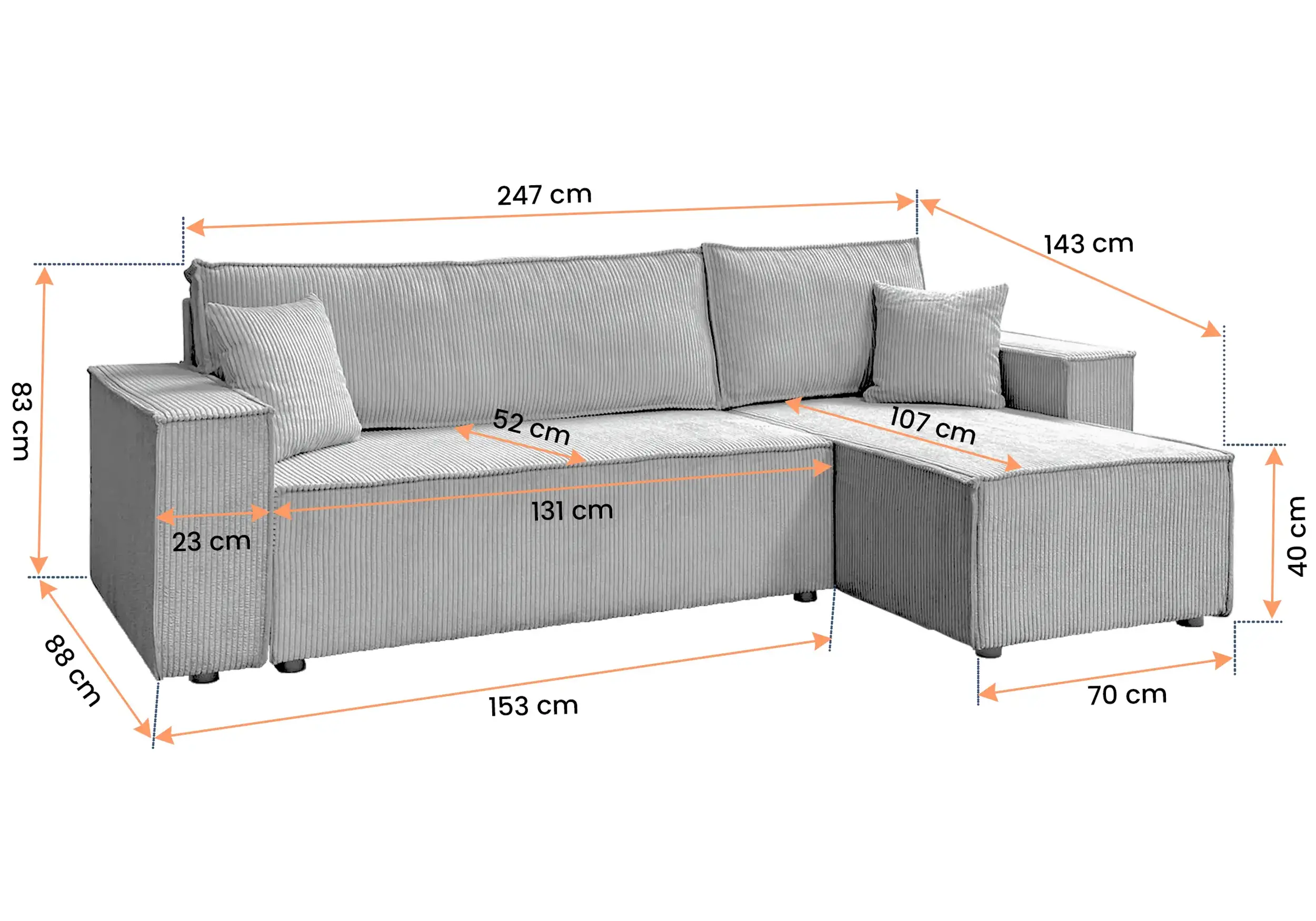Stūra dīvāns LEA 247 X 143 cm - Image 2