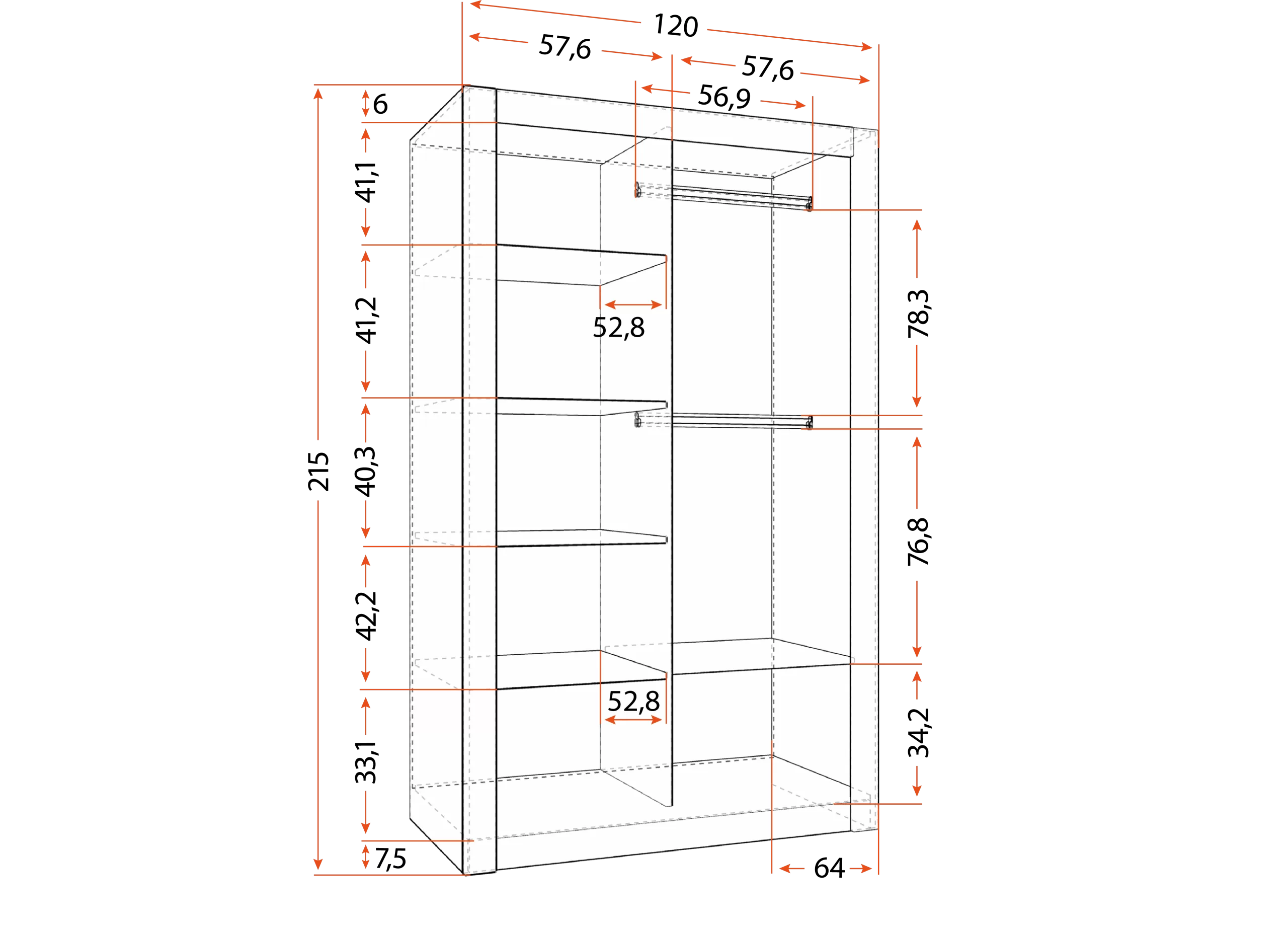 Skapis kupeja MILAN 120 cm - Image 2