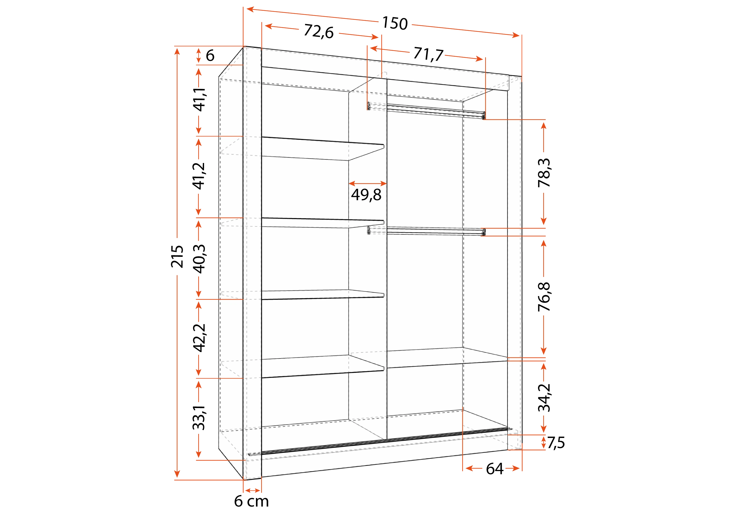 Skapis kupeja MILAN 150 cm - Image 2