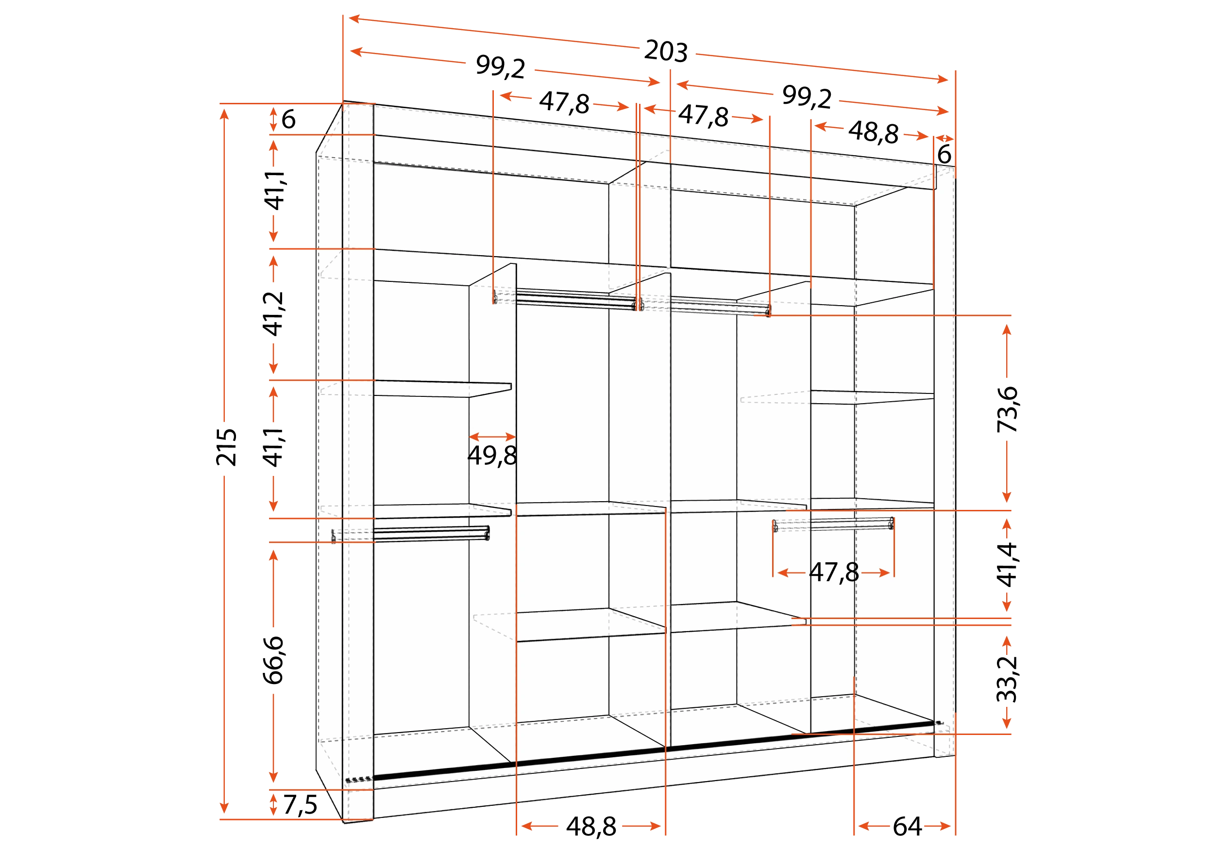 Skapis kupeja MILAN 203 cm - Image 2