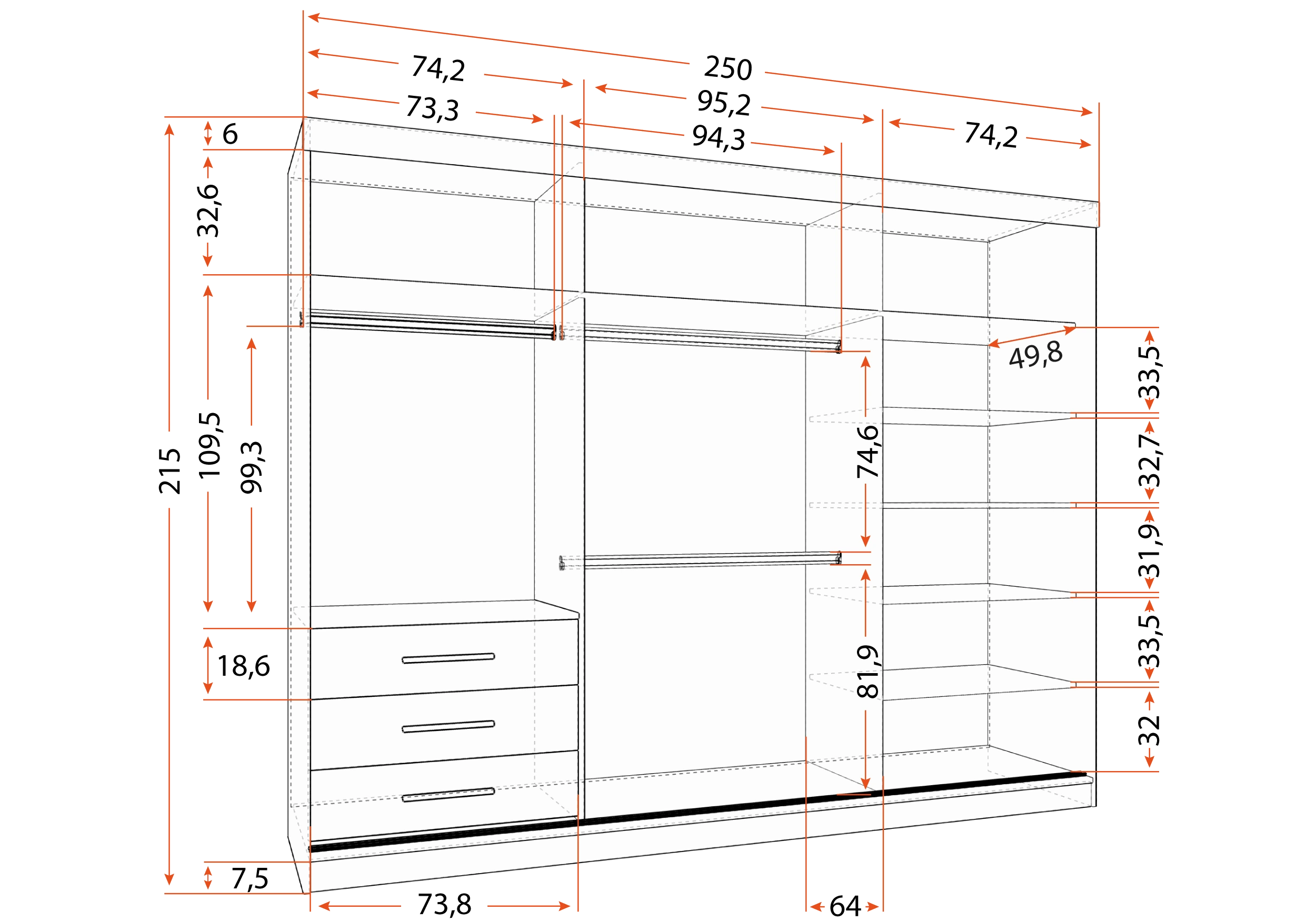 Skapis kupeja MILAN XL 250 cm - Image 2