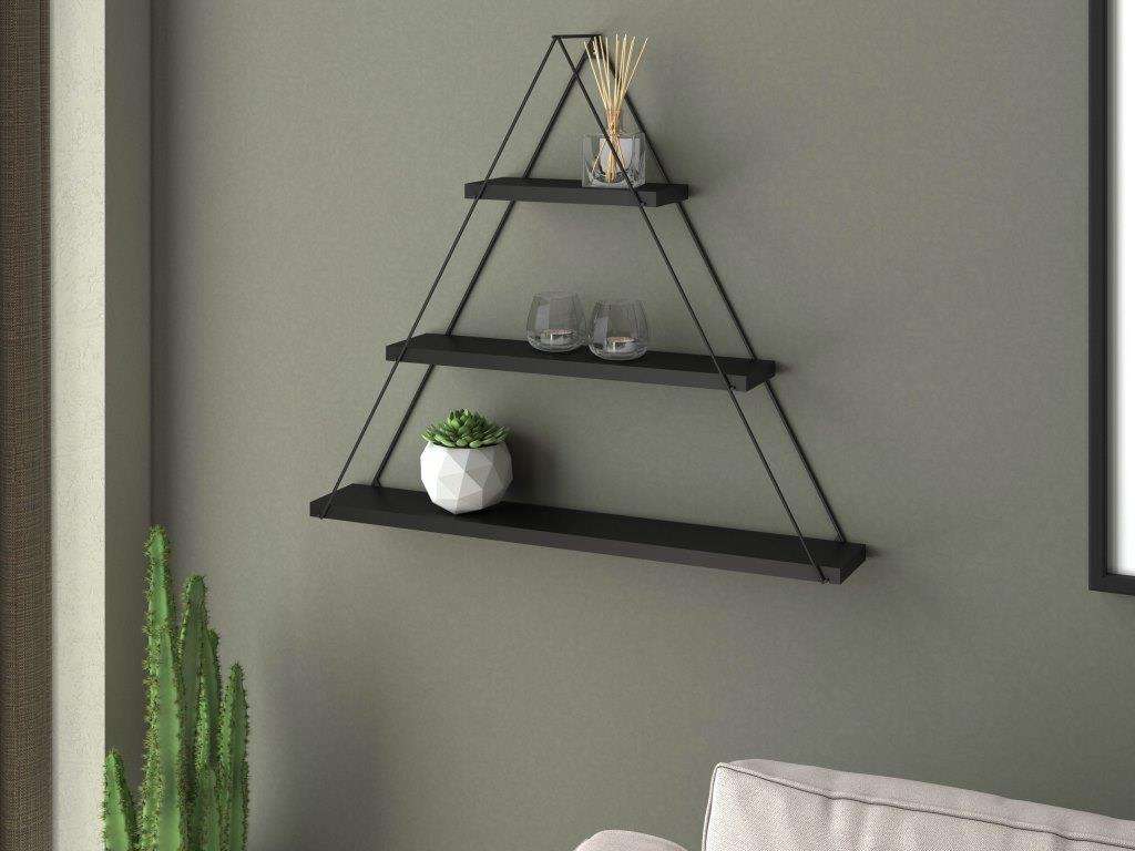 MOSET Sienas Trīsstūra Plaukts (Melns) - Image 4