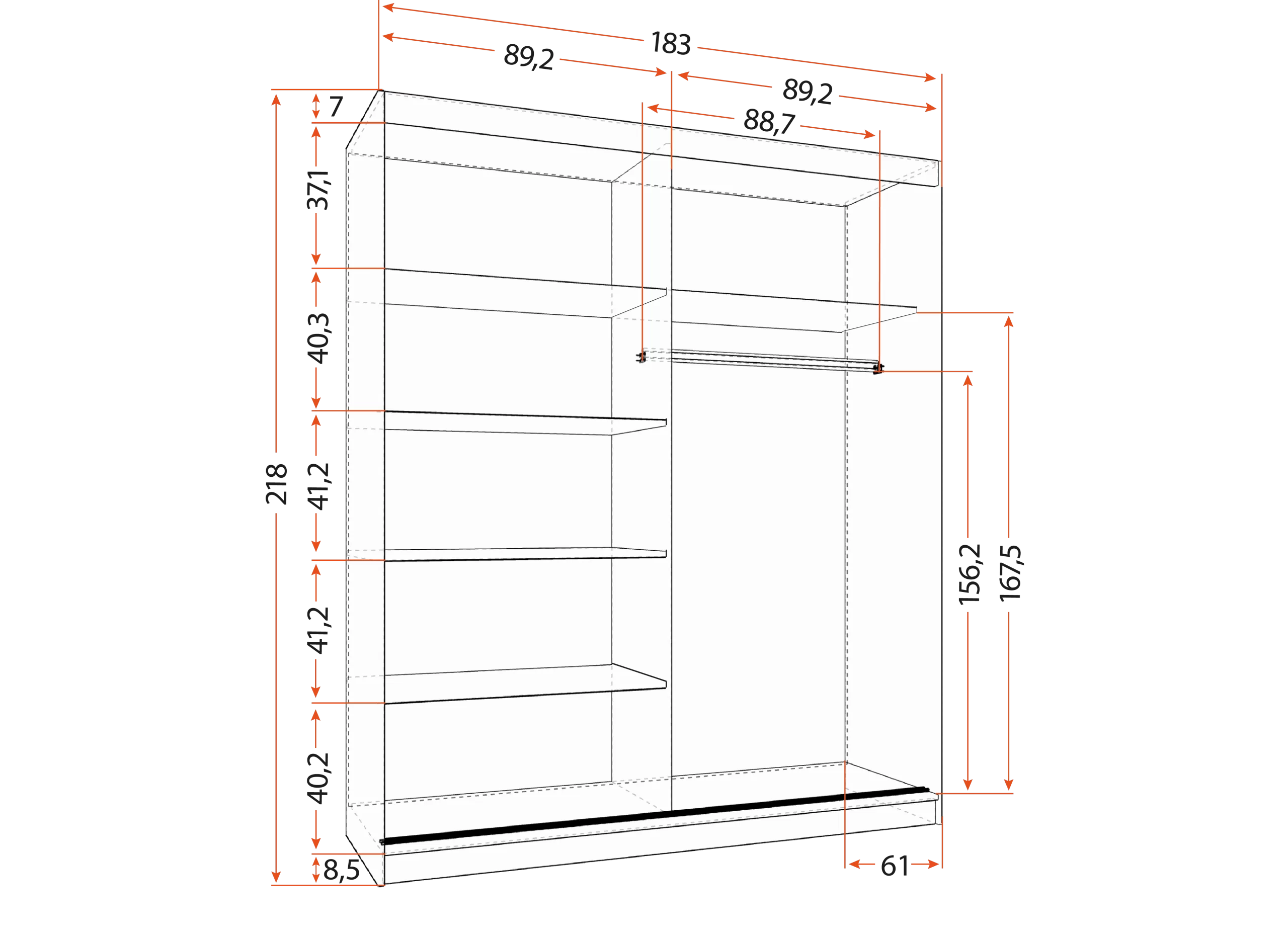 Skapis ar bīdāmām durvīm MULTI 35a 183 cm - Image 4