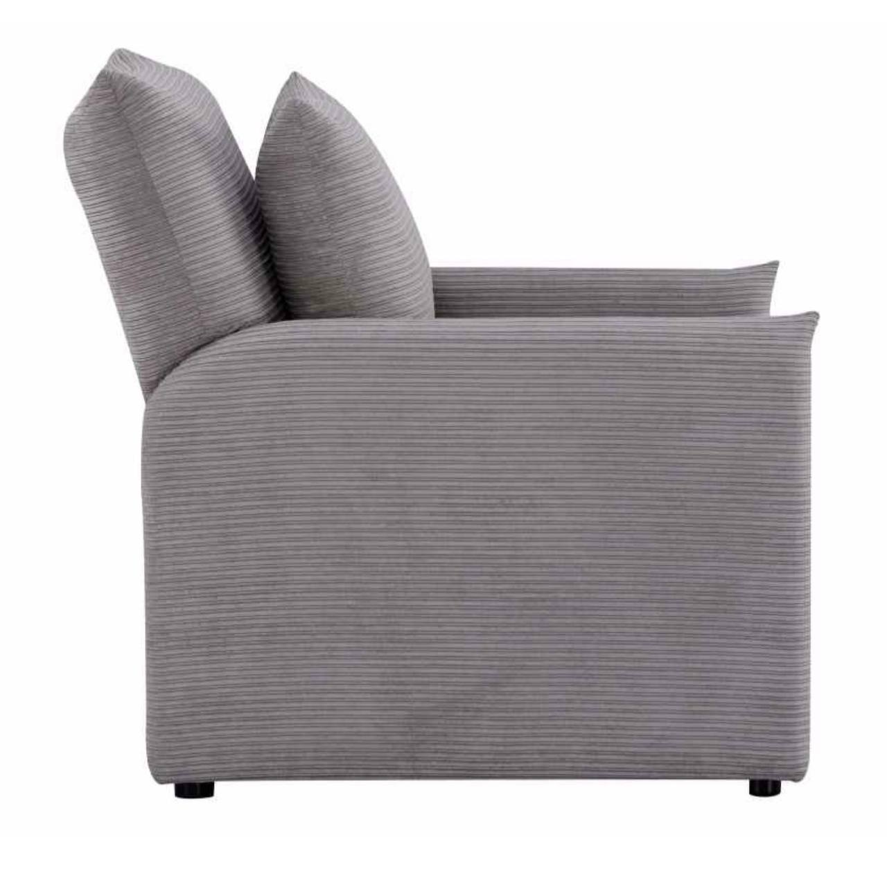 KAMPIS Pelēks Velūra Atpūtas Krēsls - Image 2