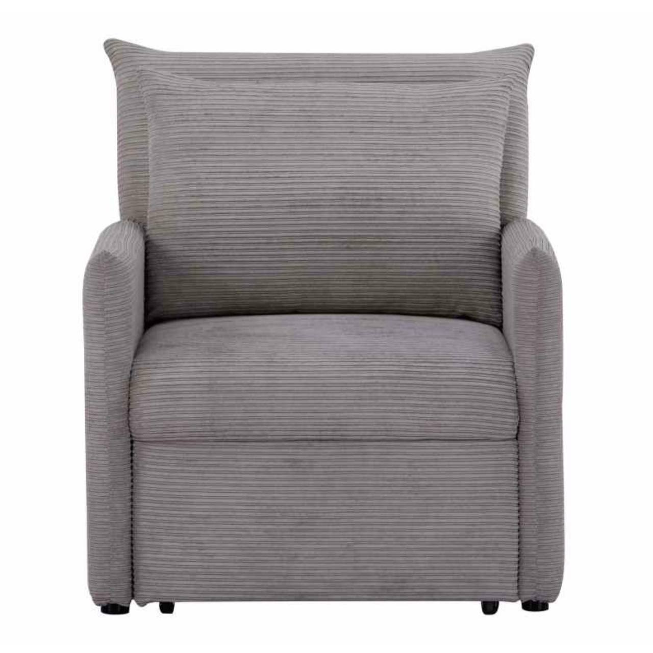 KAMPIS Pelēks Velūra Atpūtas Krēsls - Image 3