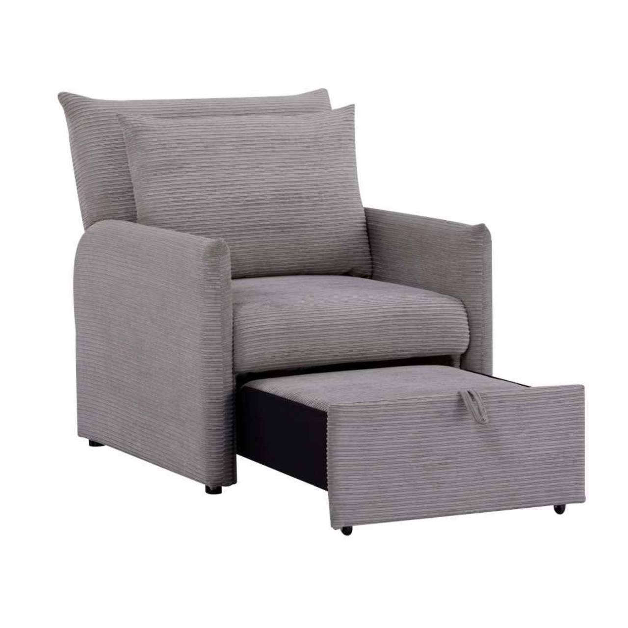 KAMPIS Pelēks Velūra Atpūtas Krēsls - Image 7