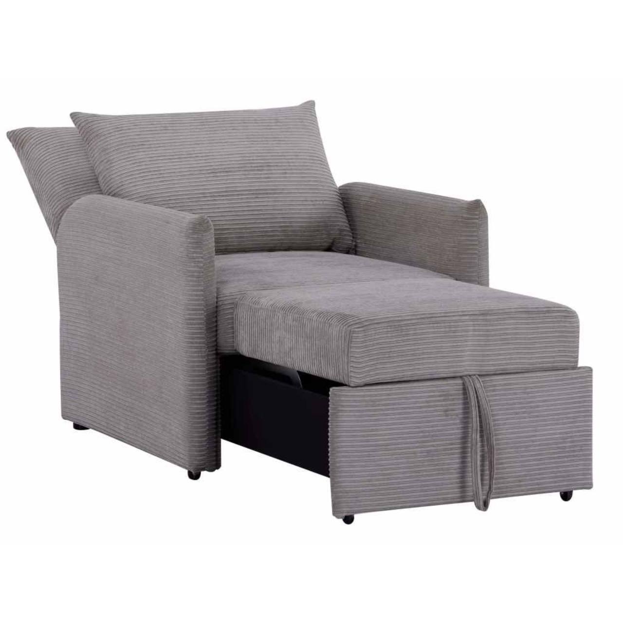 KAMPIS Pelēks Velūra Atpūtas Krēsls - Image 10