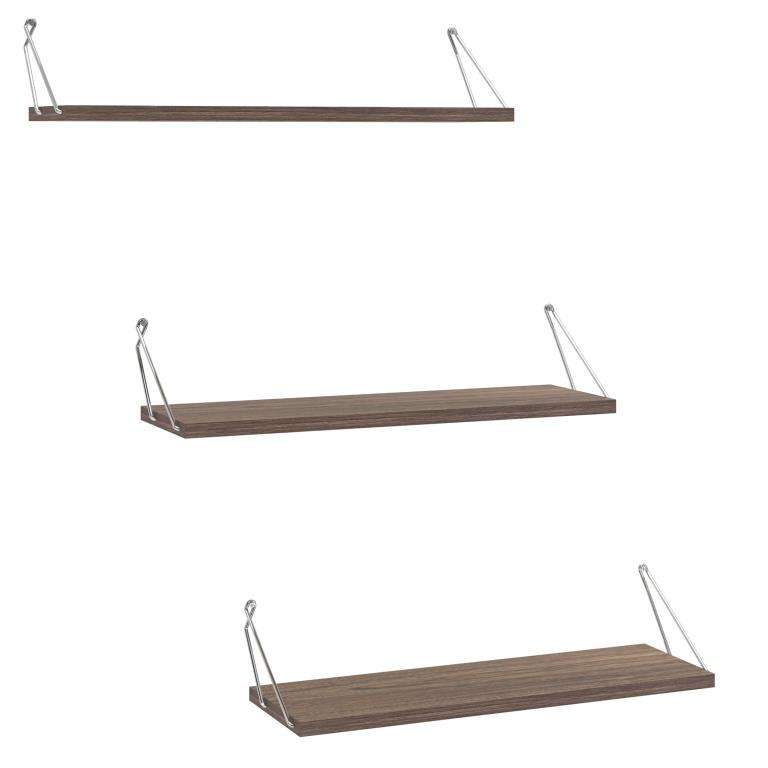 ALTAI Trīskāršā Sienas Plaukts (Riekstkoks/Hroms)