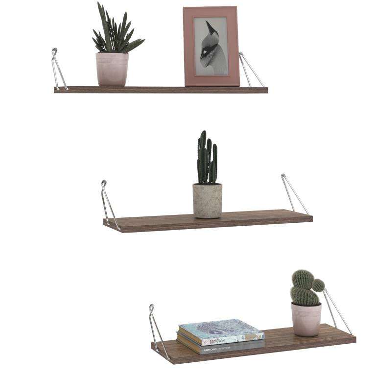 ALTAI Trīskāršā Sienas Plaukts (Riekstkoks/Hroms) - Image 3