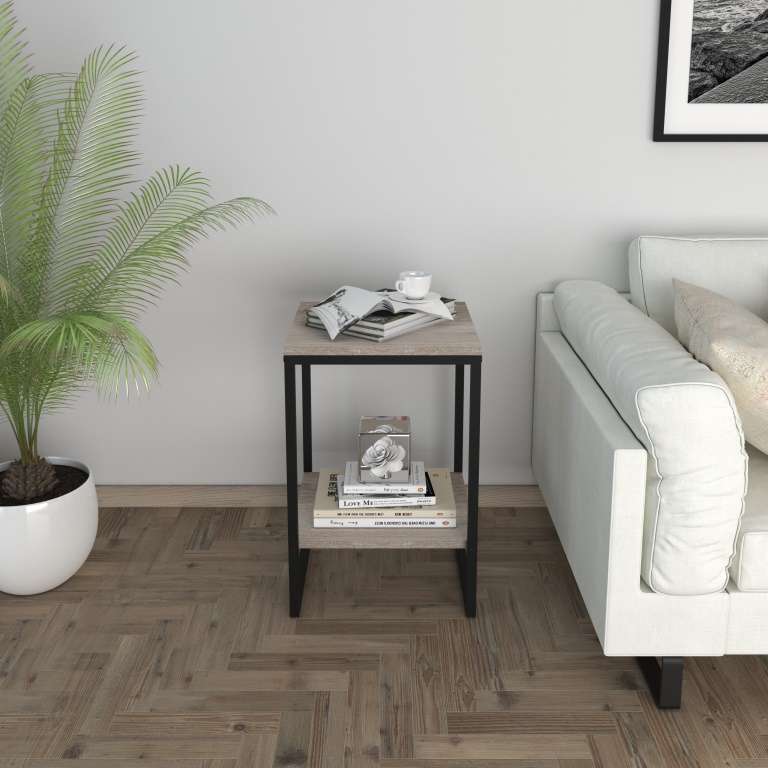 MELA Gultas Galdiņš (Sonoma/Melns) - Image 5