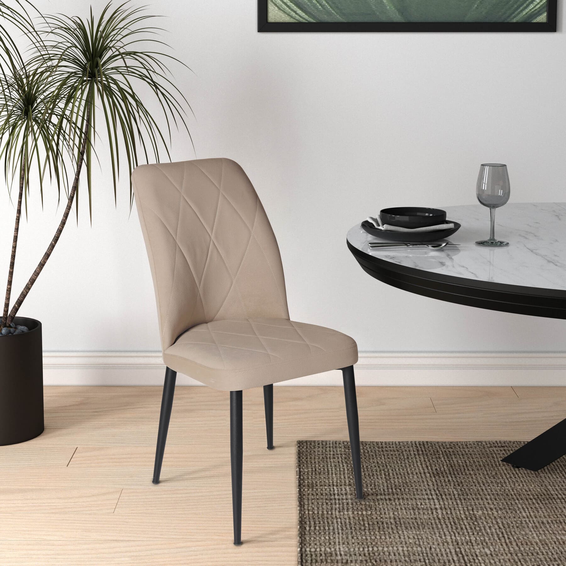 VIKA Bēšs Velūra Krēsls - Image 3