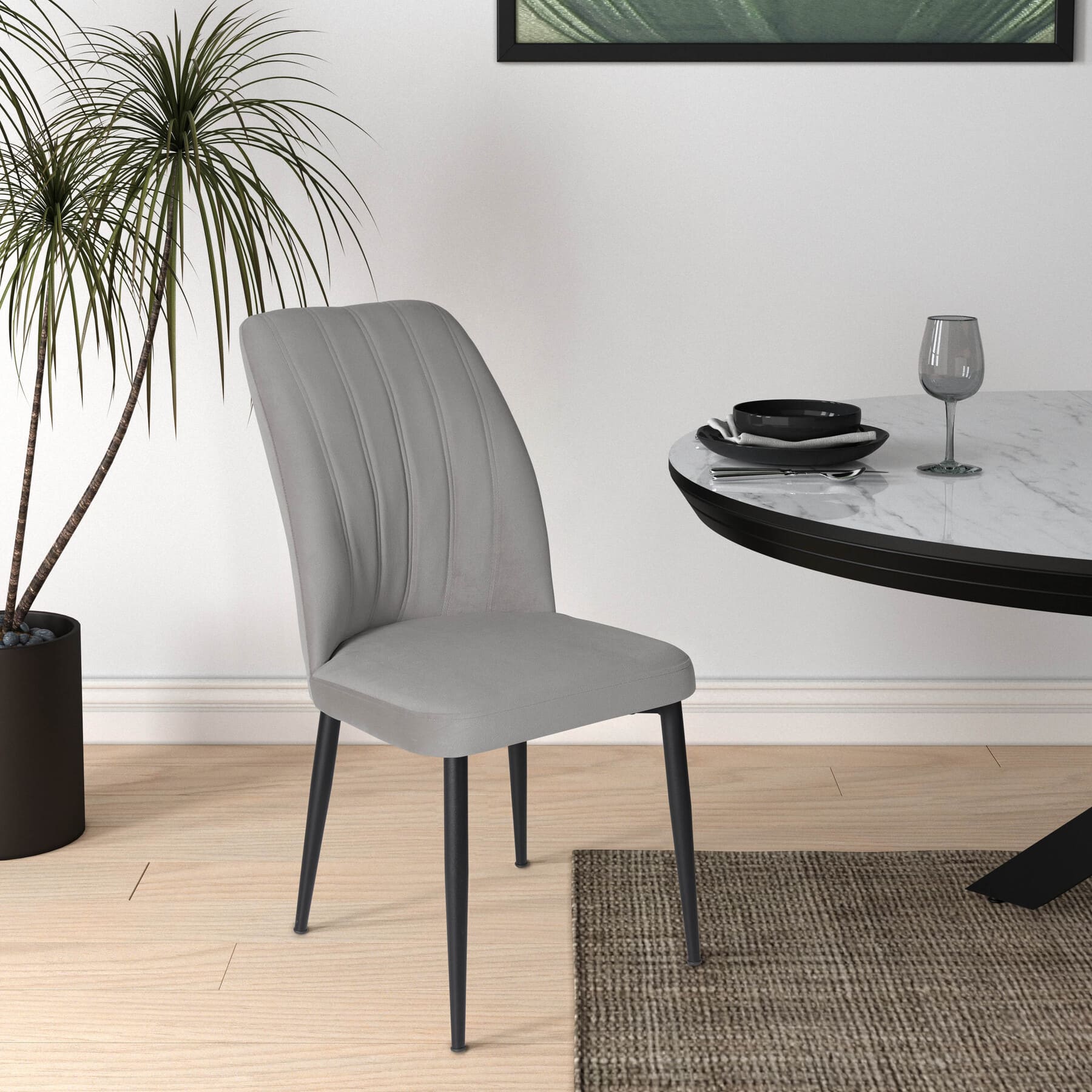 VAREL Pelēks Velūra Krēsls - Image 3