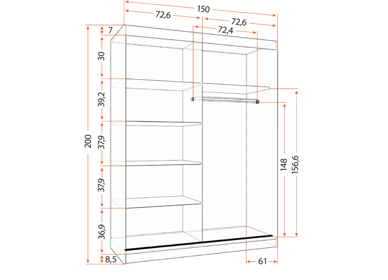 Skapis VISTA 06 150 cm - Image 4
